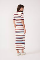 Multicolor Stripes Tricot Maxi Polo Dress