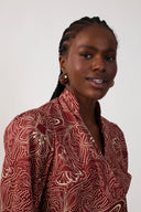 Brown Crepusculo Wrap Peplum Blouse