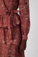 Brown Crepusculo Wrap Peplum Blouse