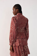 Brown Crepusculo Wrap Peplum Blouse