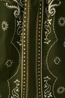 Green Scarf Collared Buttoned Shirt