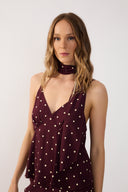 Burgundy Noturna Scarf Sleeveless Blouse