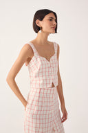 Red Plaid Sweetheart Crop Top