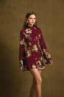 ASHI BURGUNDY MINI DRESS