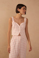 Red Plaid Sweetheart Crop Top