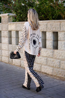 DENIS MIX PATTERN STRAGIHT LEG PANTS