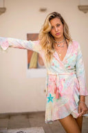 CHANIA SUNSET MINI WRAP DRESS