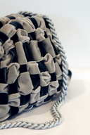 GRAY CHECK VELVET MINI GAME BAG