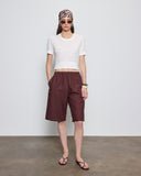 LINEN OPEN KNIT CROPPED S/S