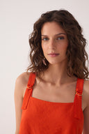 Red Pitanga Buckle Strap Crop Top