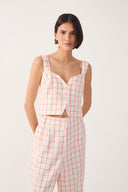 Red Plaid Sweetheart Crop Top