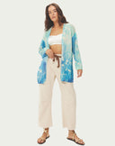 MYKONOS PRINTED CARDIGAN - INDIGO GARDEN