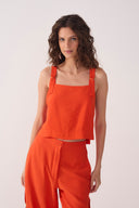 Red Pitanga Buckle Strap Crop Top