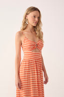 Red Escama Cut-out Buckle Maxi Dress