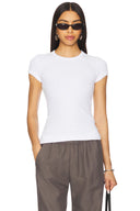 TEXTURED RIB CAP SLEEVE CREW