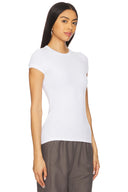 TEXTURED RIB CAP SLEEVE CREW