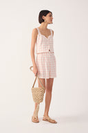 Red Plaid Linen Shorts