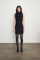 Silk Rib Sleeveless Twist Mini Dress