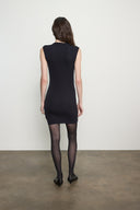 Silk Rib Sleeveless Twist Mini Dress