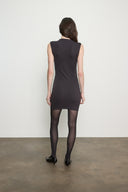 Silk Rib Sleeveless Twist Mini Dress