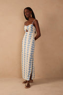 Off-white Aquarium Cut-out Sleeveless Linen Maxi Dress