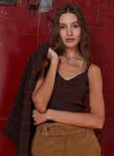 Cropped Rib Jacquard Cami Bralette