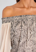 Chavi Smocked Off The Shoulder Top - Eggshell