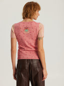 JUNO CREW NECK T-SHIRT - RED AURA