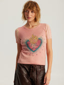 JUNO CREW NECK T-SHIRT - RED AURA