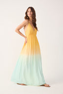 Multicolor Nascente Lurex Open Back Maxi Dress