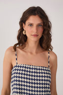 Blue Escama Sleeveless Scarf Top