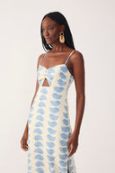 Off-white Aquarium Cut-out Sleeveless Linen Maxi Dress