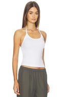 COTTON RIB HALTER TOP