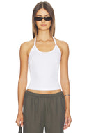 COTTON RIB HALTER TOP