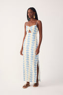 Off-white Aquarium Cut-out Sleeveless Linen Maxi Dress