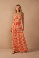 Red Escama Cut-out Buckle Maxi Dress