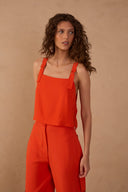 Red Pitanga Buckle Strap Crop Top