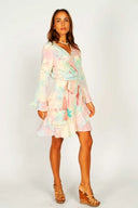 CHANIA SUNSET MINI WRAP DRESS